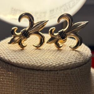Vintage Coro Gold Fleur-de-Lis Screw back Earrings